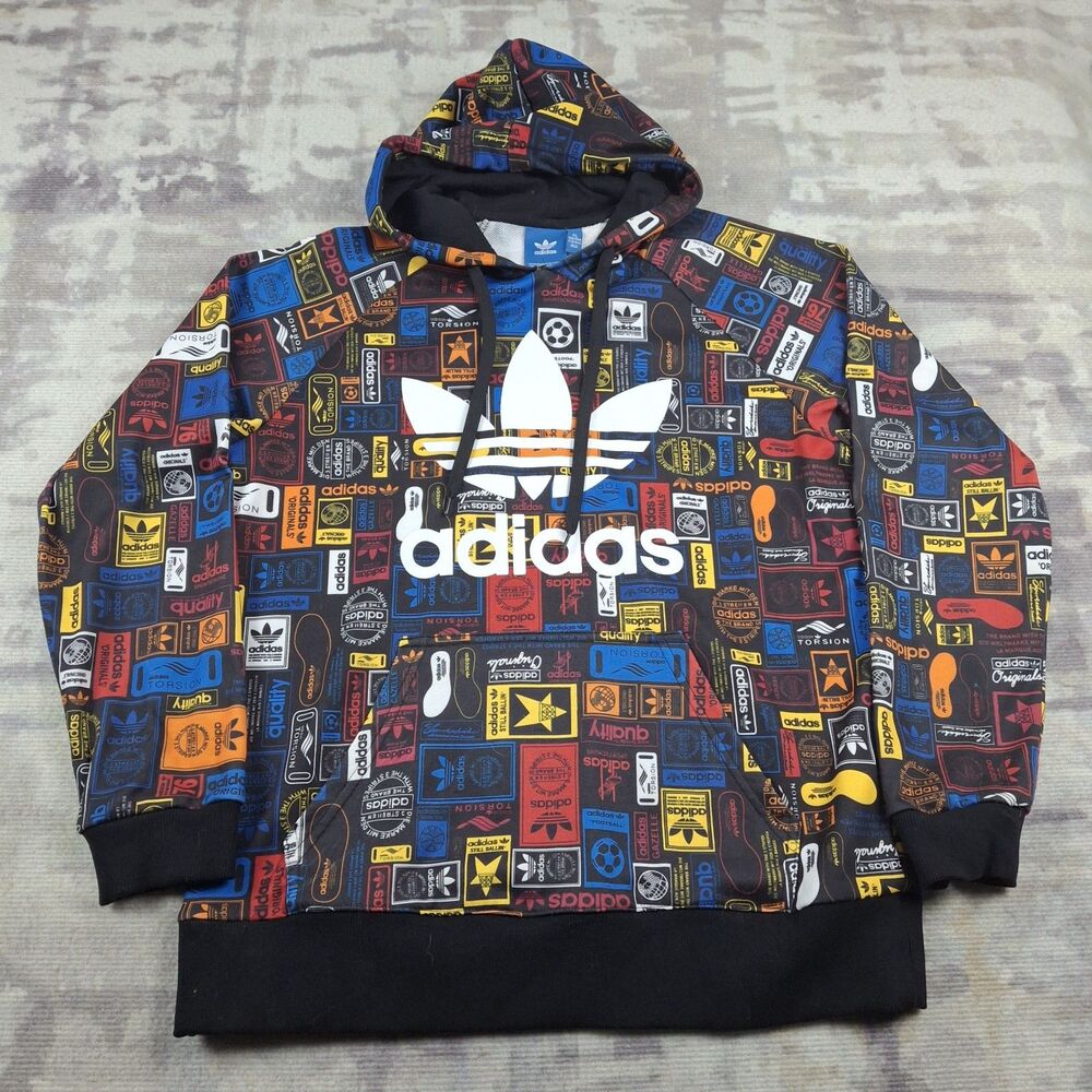 Adidas Originals Mens XL Hoodie Multicolor FZH Shoebox Tongue Label Print...